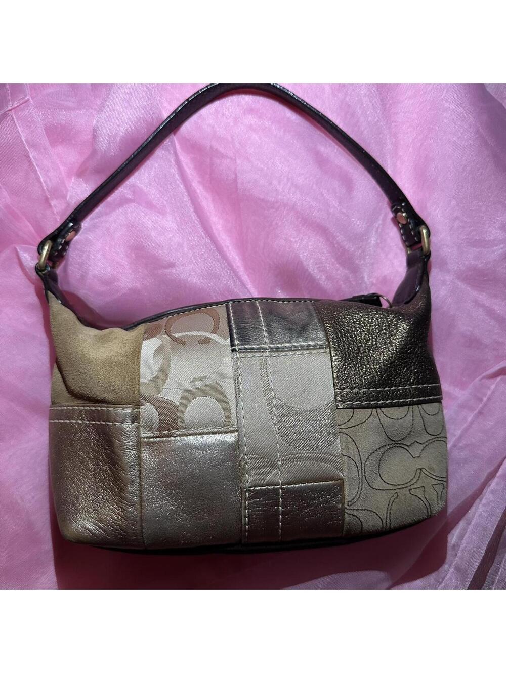 Vintage Y2K Coach mini demi Gold patchwork Shoulder Bag Purse